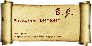 Bukovits Jákó névjegykártya